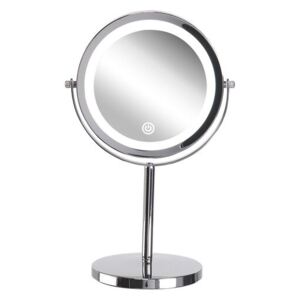 Specchio da Tavolo con Luci LED per Makeup ø 20 cm Argento Beliani