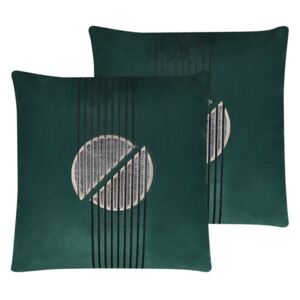 Set di 2 Cuscini Decorativi con Motivo Geometrico Verde 45 x 45 cm Beliani