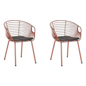 Set di 2 Sedie da Pranzo Design in Metallo Color Rame Cuscino Ecopelle Beliani