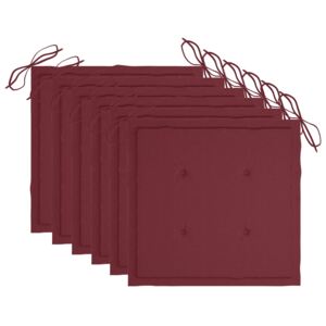 VidaXL Cuscini per Sedie da Giardino 6 pz Rosso Vino 50x50x4cm Tessuto