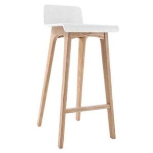Miliboo Sgabello / sedia da bar design legno naturale e bianco scandinavo 75