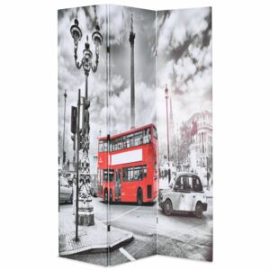 VidaXL Paravento Pieghevole 120x170 cm Stampa Bus Londra Bianco e Nero