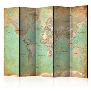 Paravento - Turquoise World Map [Room Dividers]