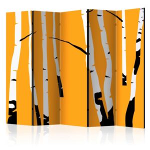 Paravento - birches on the orange background ii [room dividers]