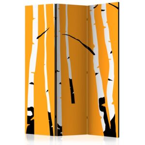 Paravento - Birches on the orange background [Room Dividers]