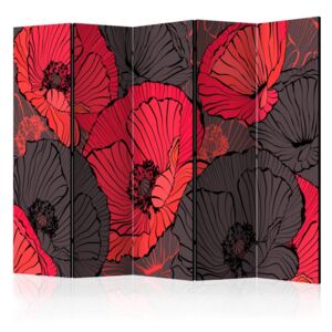 Paravento - pleated poppies ii [room dividers]