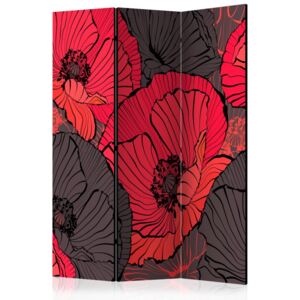 Paravento - pleated poppies [room dividers]