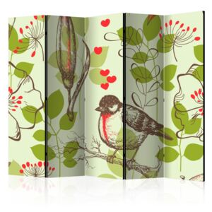 Paravento - Bird and lilies vintage pattern II [Room Dividers]