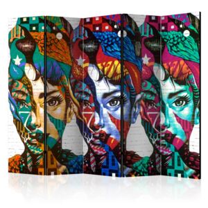 Paravento - colorful faces ii [room dividers]