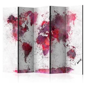 Paravento - World Map: Red Watercolors II [Room Dividers]