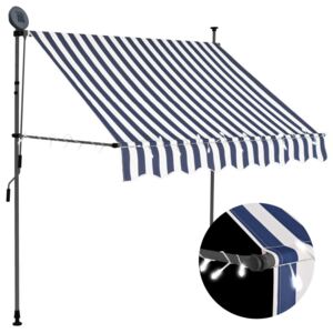 VidaXL Tenda da Sole Retrattile Manuale con LED 200 cm Blu e Bianco