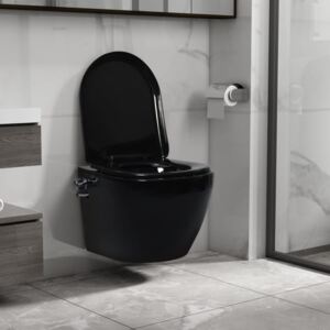 VidaXL Toilette senza Bordo Sospesa con Funzione Bidet Ceramica Nera