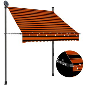 VidaXL Tenda da Sole Retrattile Manuale LED 150 cm Arancione e Marrone