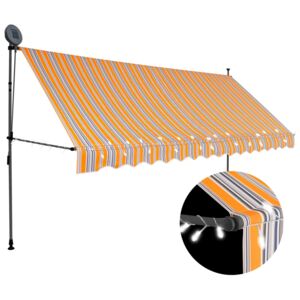VidaXL Tenda da Sole Retrattile Manuale con LED 350 cm Giallo e Blu