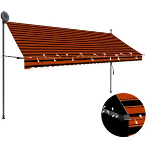 VidaXL Tenda da Sole Retrattile Manuale LED 350 cm Arancione e Marrone