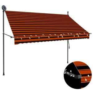 VidaXL Tenda da Sole Retrattile Manuale LED 250 cm Arancione e Marrone