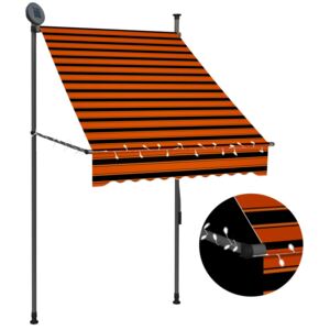 VidaXL Tenda da Sole Retrattile Manuale LED 100 cm Arancione e Marrone