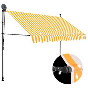VidaXL Tenda da Sole Retrattile Manuale LED 300 cm Bianco e Arancione