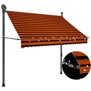VidaXL Tenda da Sole Retrattile Manuale LED 200 cm Arancione e Marrone