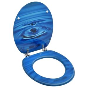 VidaXL Tavoletta WC con Coperchio MDF Blu Design Goccia d'Acqua