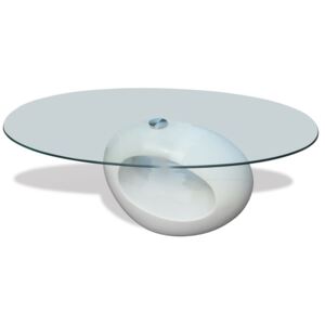 VidaXL Tavolino da Caffè con Ripiano Ovale in Vetro Bianco Lucido