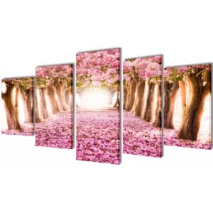 VidaXL 5 pz Set Stampa su Tela da Muro Fiori di Ciliegio 200 x 100 cm