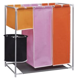VidaXL 3-Section Porta biancheria da lavanderia + cestino