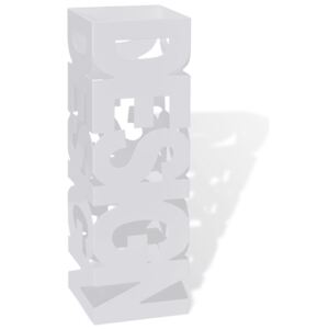 VidaXL Portaombrelli Bastoni Passeggio Quadrato Acciaio 48,5 cm Bianco