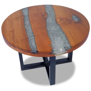 VidaXL Tavolino da Caffè in Legno di Teak Solido e Resina 60 cm