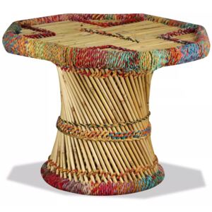VidaXL Tavolino da Caffè in Bambù con Dettagli Chindi Multicolore
