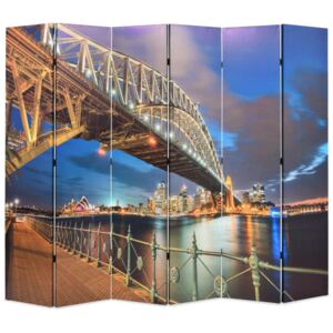 VidaXL Paravento Pieghevole 228x170 cm Stampa Harbour Bridge di Sydney