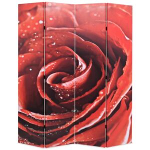 VidaXL Paravento Pieghevole 160x170 cm Stampa Rosa Rossa