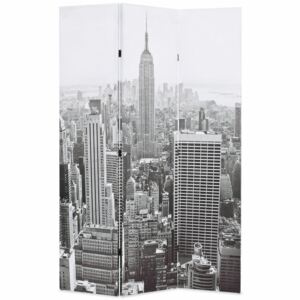 VidaXL Paravento Pieghevole 120x170 cm Stampa New York Bianco e Nero