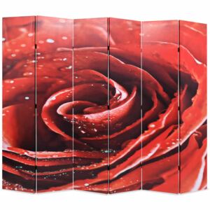 VidaXL Paravento Pieghevole 228x170 cm Stampa Rosa Rossa