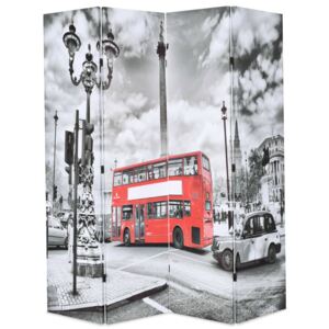 VidaXL Paravento Pieghevole 160x170 cm Stampa Bus Londra Bianco e Nero