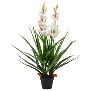 VidaXL Orchidea Cymbidium Artificiale con Vaso 100 cm Verde