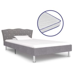 VidaXL Letto con Materasso Memory Foam Tessuto Grigio Chiaro 90x200 cm