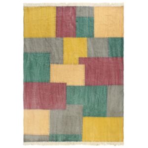 VidaXL Tappeto Kilim Tessuto a Mano in Cotone 160x230 cm Multicolore