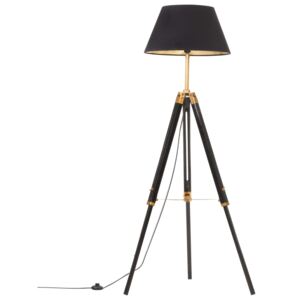 VidaXL Lampada a Treppiede Nero e Oro in Massello di Teak 141 cm