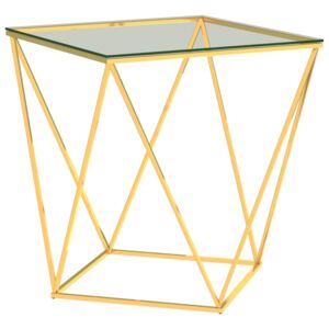 VidaXL Tavolino da Caffè Oro e Trasparente 50x50x55 cm in Acciaio Inox