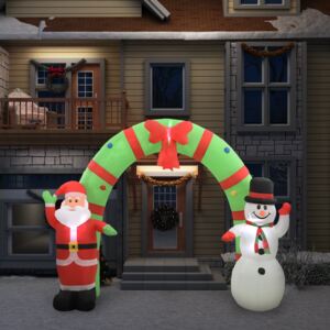VidaXL Arco con Babbo Natale Gonfiabile e Pupazzo di Neve LED 280 cm
