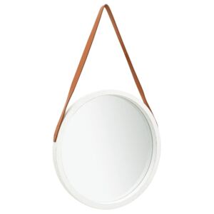 VidaXL Specchio da Parete con Cinghia 50 cm Bianco