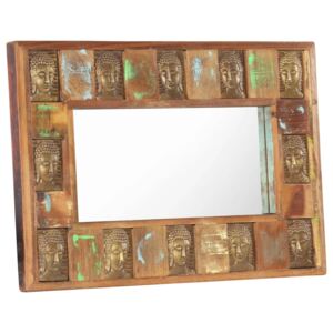 VidaXL Specchio Decorato con Buddha 80x50cm Legno Massello di Recupero