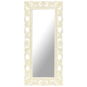 VidaXL Specchio Intagliato a Mano Bianco 110x50cm in Massello di Mango