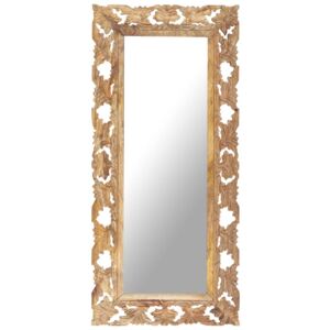 VidaXL Specchio Intagliato a Mano 110x50 cm in Legno Massello di Mango