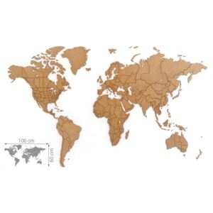 MiMi Innovations Mappa del Mondo Decoro Luxury Puzzle Marrone 100x60cm