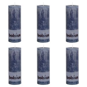 Bolsius Candele Rustiche Moccoli 6 pz 190x68 mm Blu Scuro