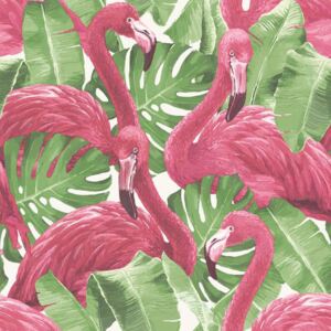 Noordwand Carta da Parati Flamingo and Monstera Rosa
