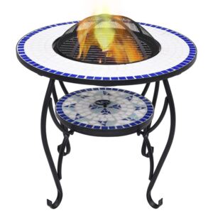 VidaXL Tavolo con Braciere a Mosaico Blu e Bianco 68cm in Ceramica