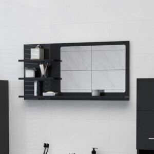 VidaXL Specchio da Bagno Nero Lucido 90x10,5x45 cm in Truciolato
